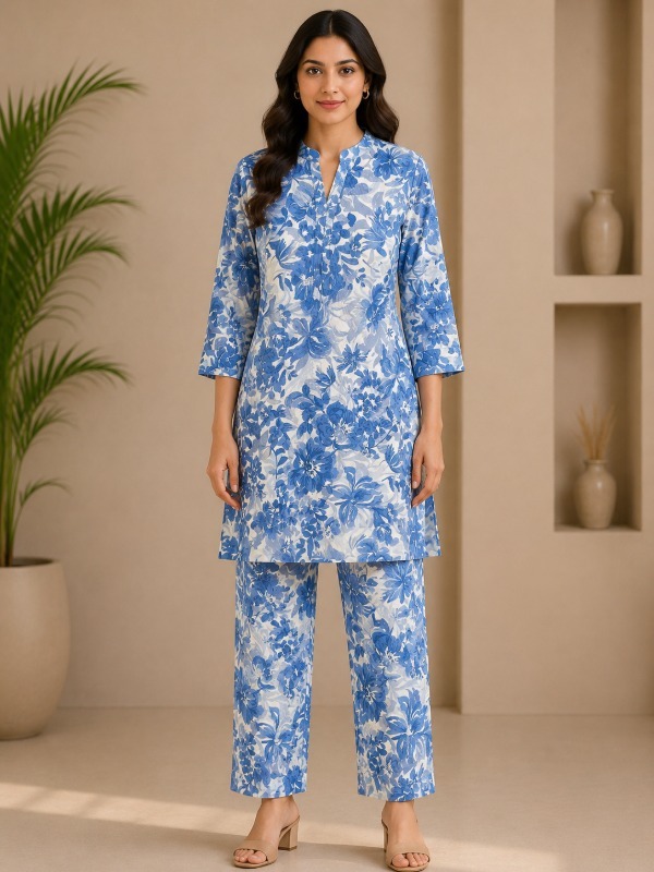Vincia Azure Blossom print Cord-set