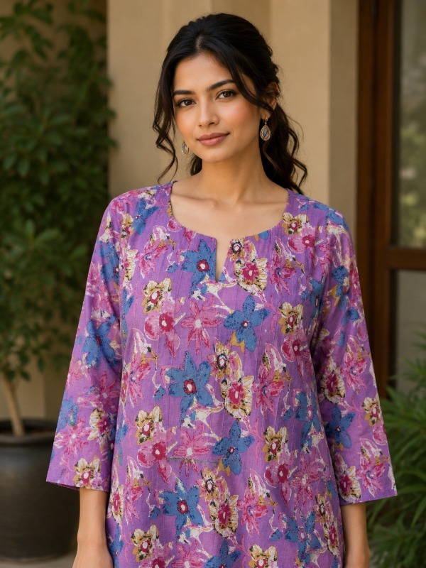 Blossom sketch floral printed kurta