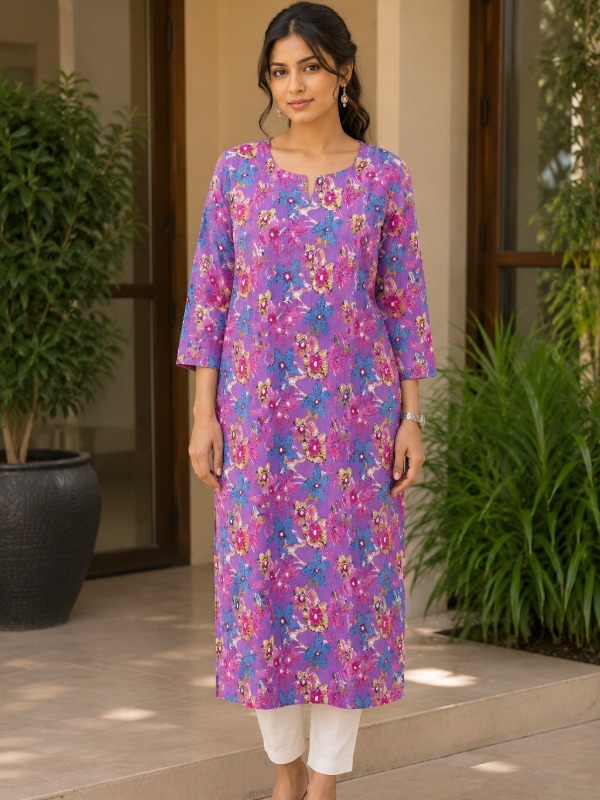 Blossom sketch floral printed kurta