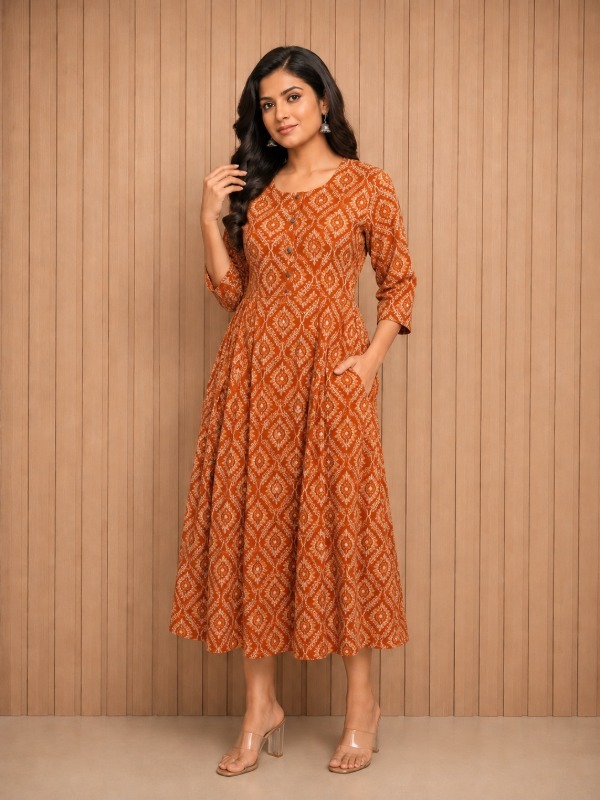 SurajMukhi Jaal Printed Pocket Frock