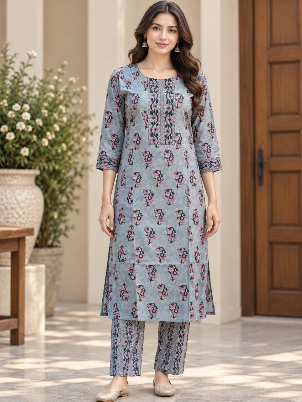 Floral Vines Printed Kurta Set