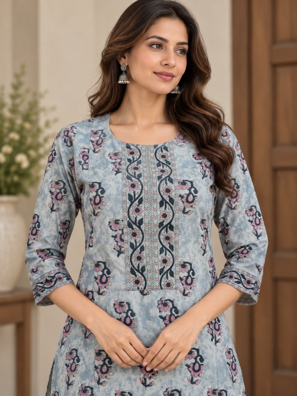 Floral Vines Printed Kurta Set