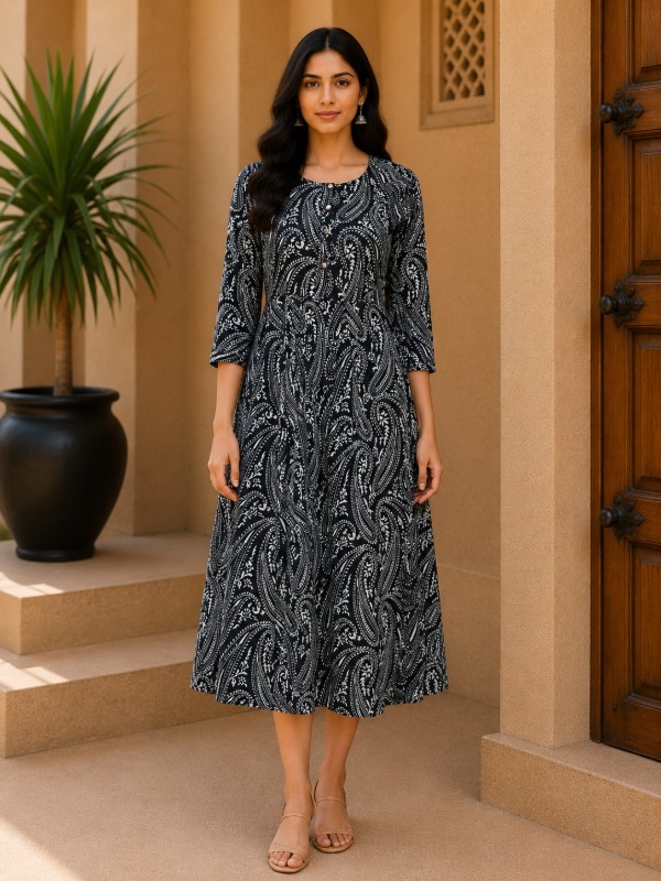 Black & White Printed Pocket Frock
