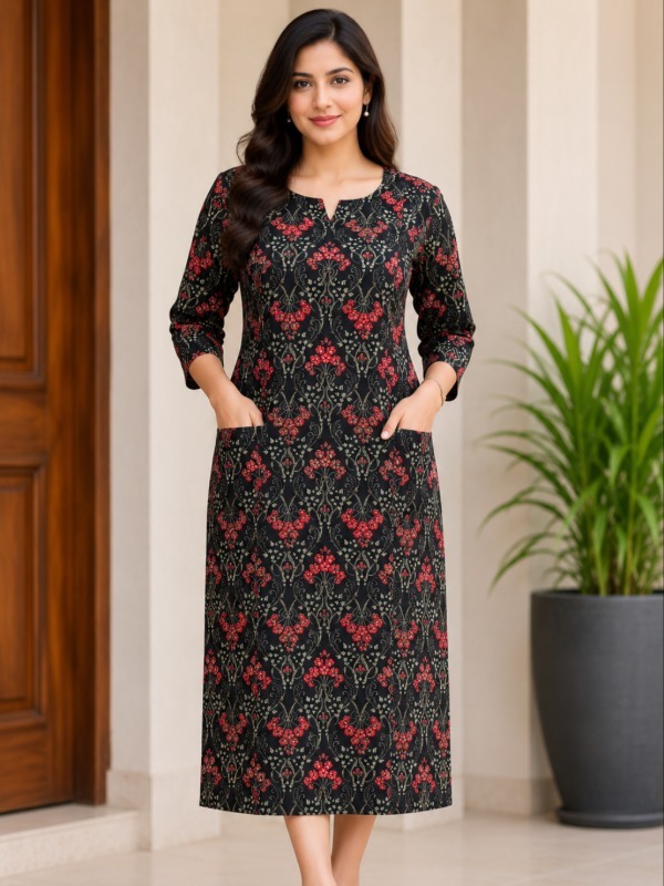 Floral Rhythm Pocket Kurta