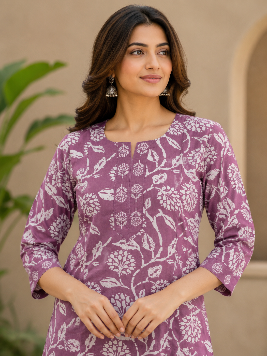 Lilac Botanical Garden Print Kurta & Pant Set