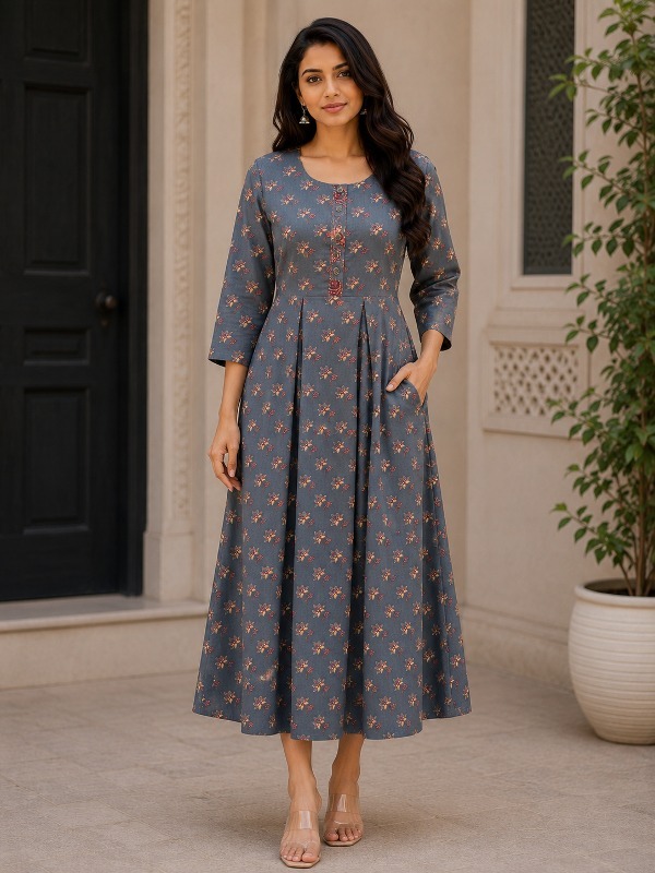Graphite Bloom Pocket Frock