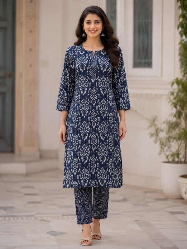 Aakar Ikat Kurta & Pant Set