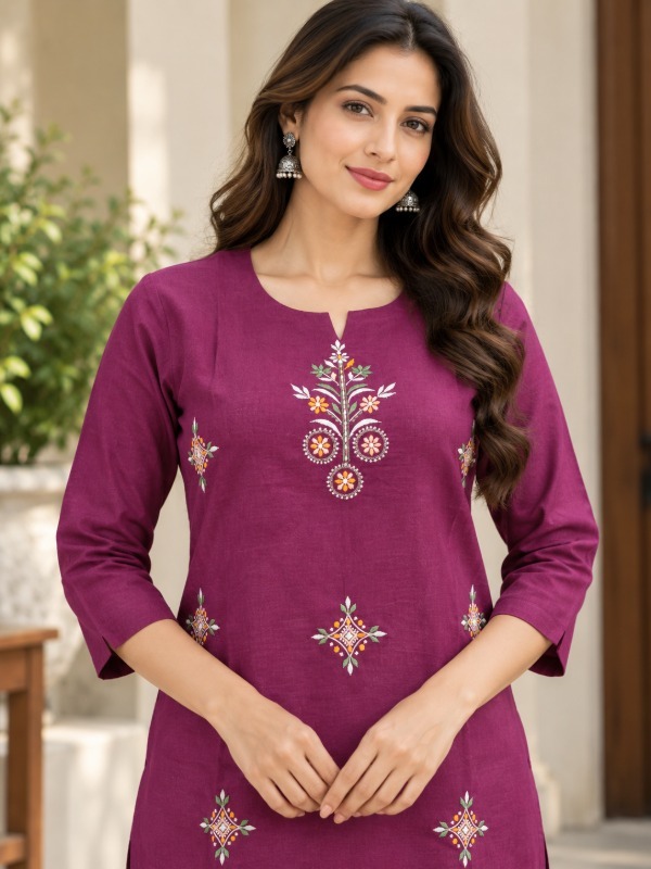 Multicolor Motif Embroidery Kurta set