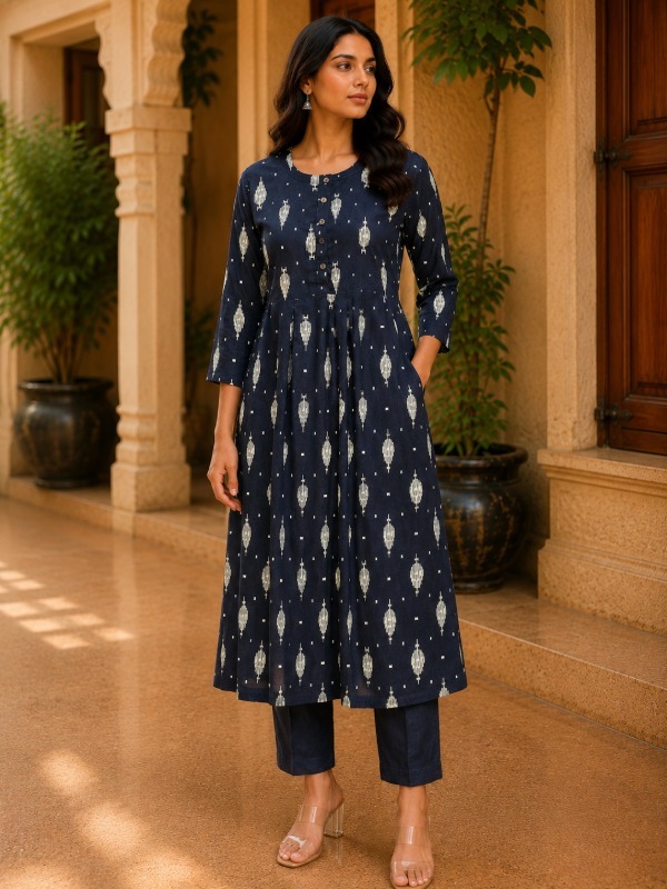 Ikkat Butti Printed Pocket Frock