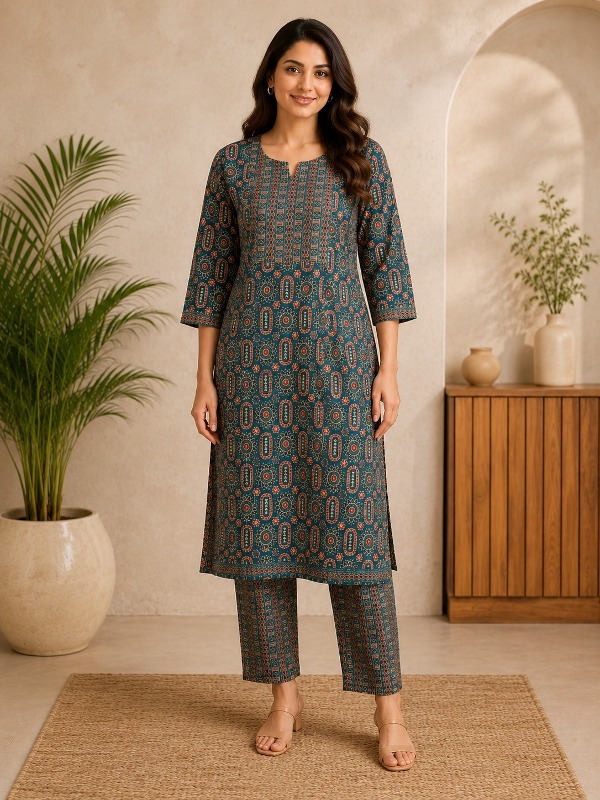 Ornamental Print Kurta Set