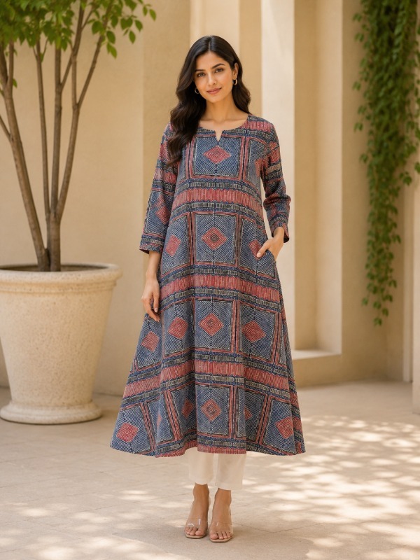 Aakriti print A-line pocket kurta