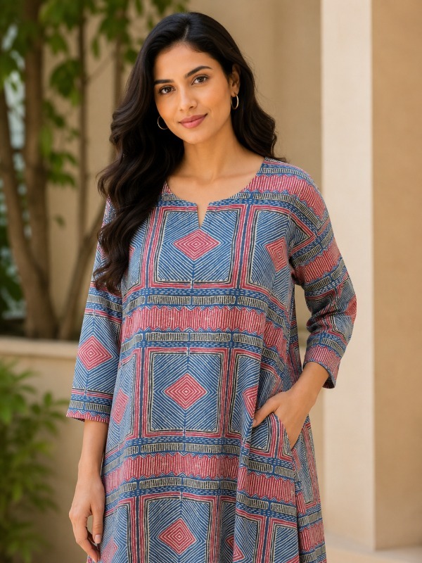 Aakriti print A-line pocket kurta
