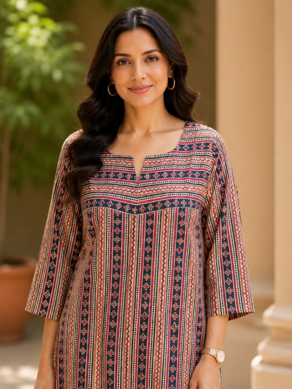 Vincia Boho Strip Printed Kurta