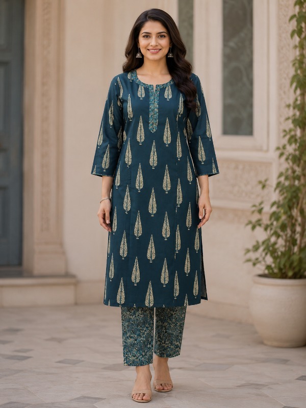 Sunehri Patra Kurta & Pant Set