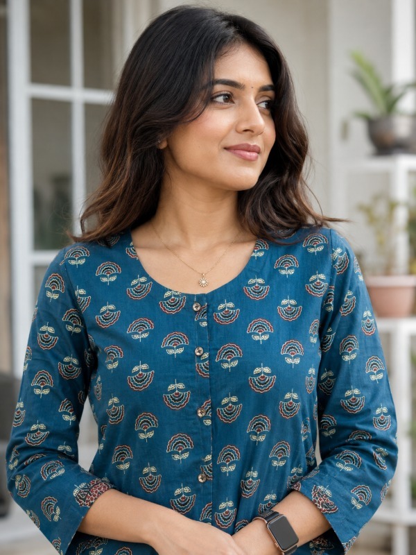 Ethnic Butti Print Front Open Kurta
