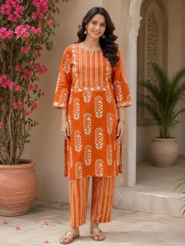 Aarunya Orange Kurta Set