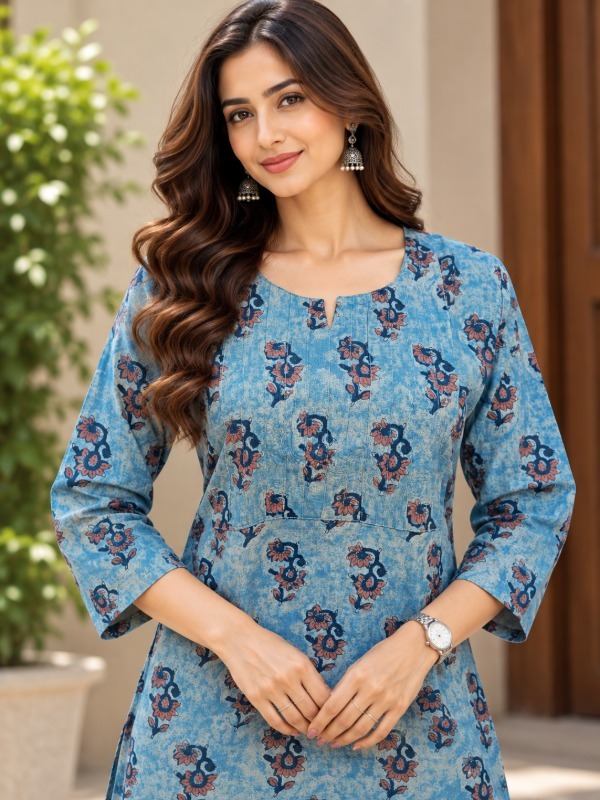 Indigo petal pleted Kurta
