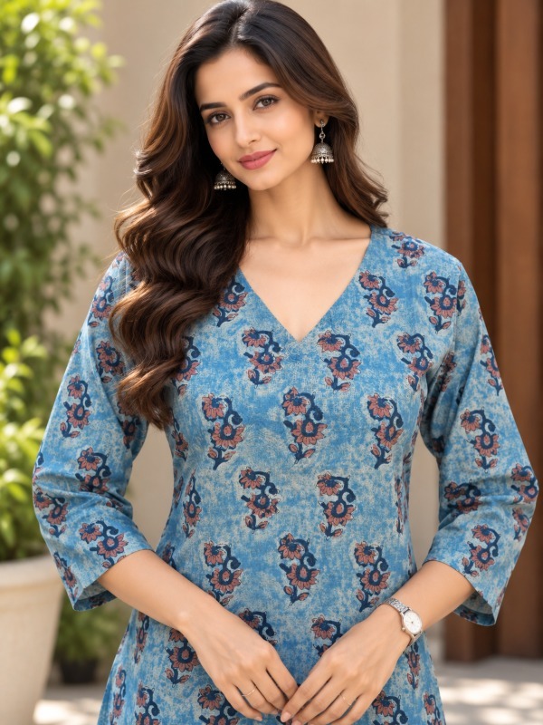Indigo petal Printed Short Top