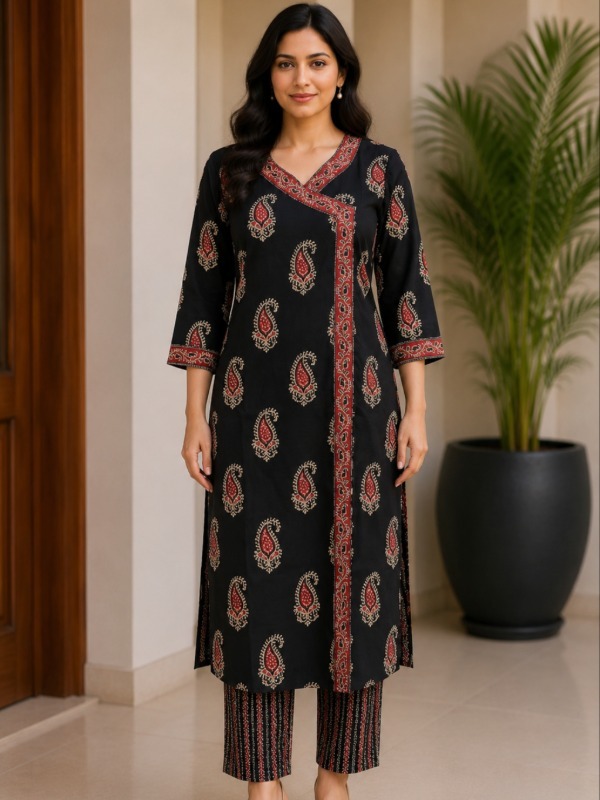 Angrakha Butti Kurta & Pant Set