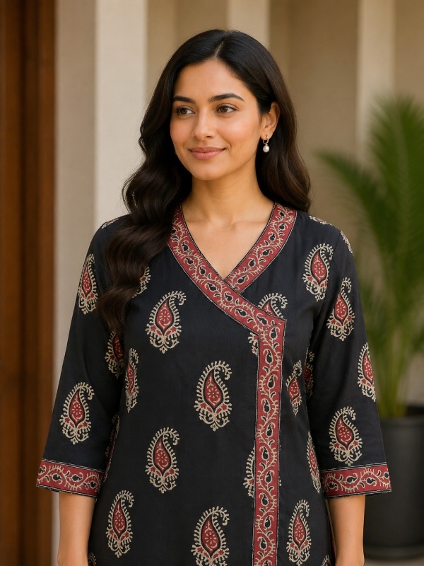 Angrakha Butti Kurta & Pant Set