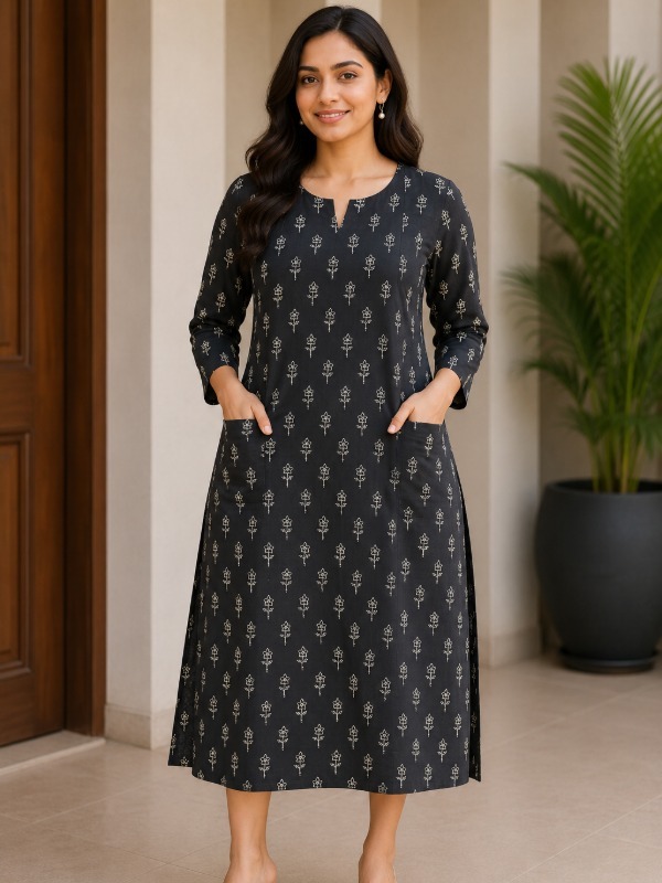 Midnight Butti Pocket kurta