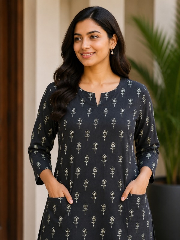 Midnight Butti Pocket kurta