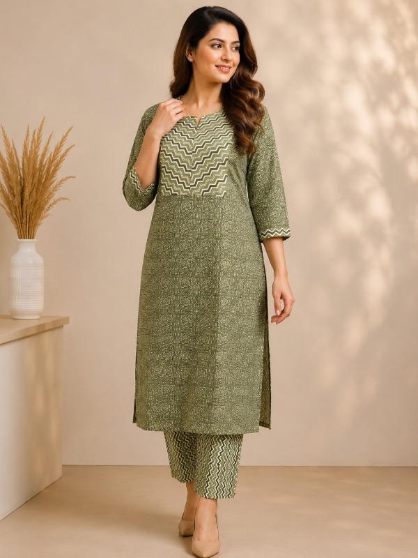 Olive Harmony Kurta Set