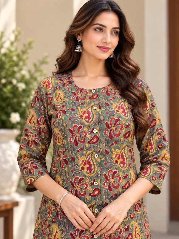 Heritage Bloom Printed Front Open kurta