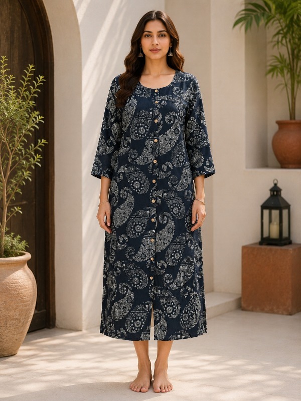 Black Royale Front Open Kurta