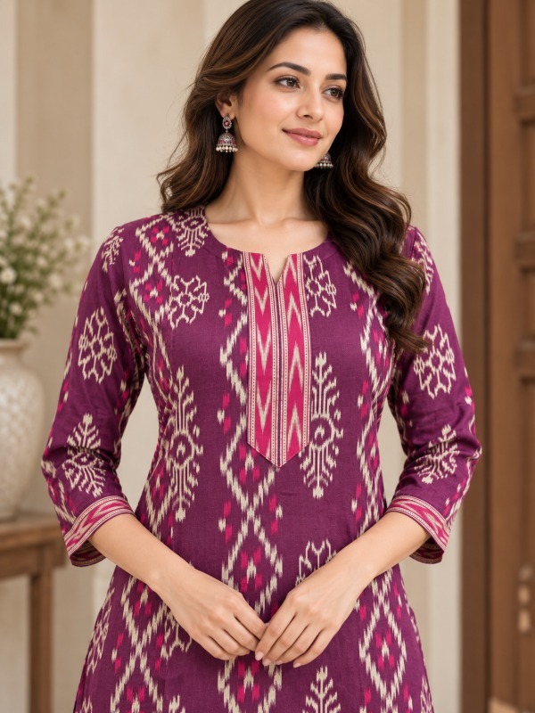 Heritage Diamond Ikkat print kurta Set